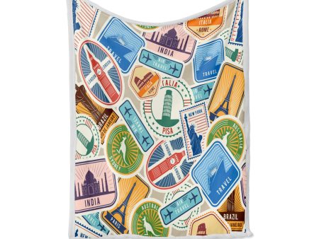 Travel Icons Designed Bed Blankets & Covers Online