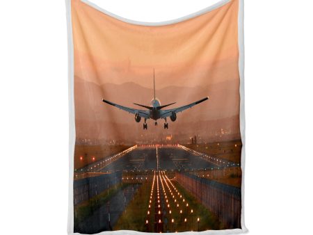 Super Cool Landing During Sunset Designed Bed Blankets & Covers Online