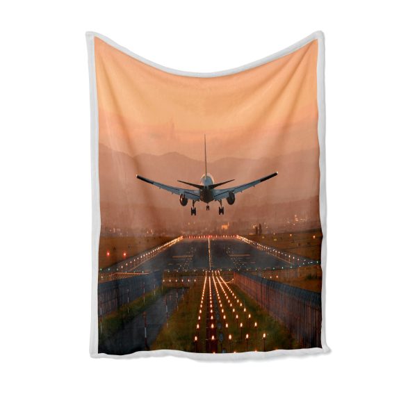 Super Cool Landing During Sunset Designed Bed Blankets & Covers Online