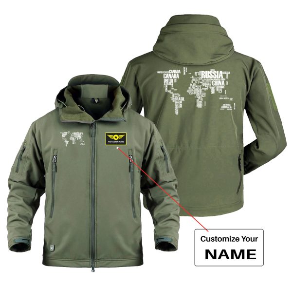 World Map (Text) Designed Military Jackets (Customizable) Discount