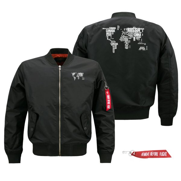 World Map (Text) Designed Pilot Jackets (Customizable) Online Sale