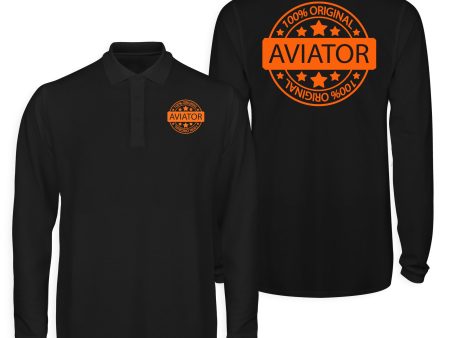 100 Original Aviator Designed Long Sleeve Polo T-Shirts (Double-Side) Online Sale