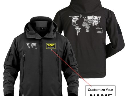 World Map (Text) Designed Military Jackets (Customizable) Discount