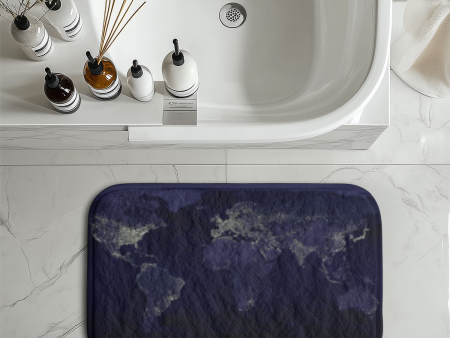 World Map From Space Designed Bath Mats Online