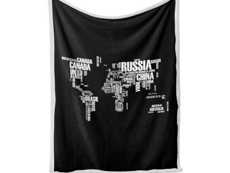 World Map (Text) Designed Bed Blankets & Covers Online