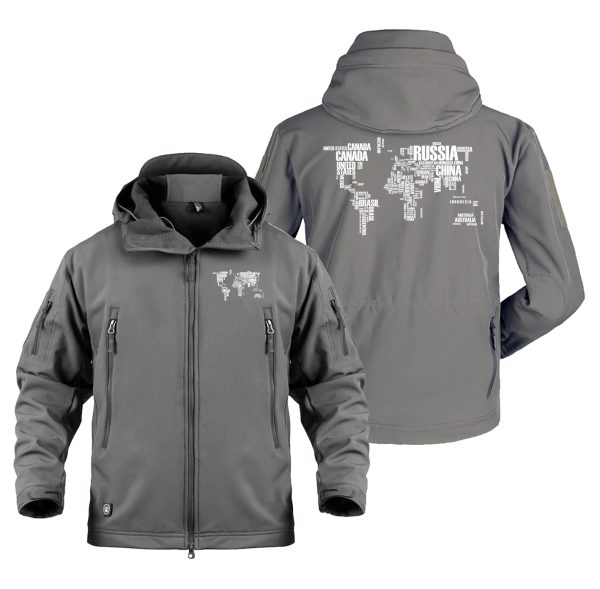 World Map (Text) Designed Military Jackets (Customizable) Discount