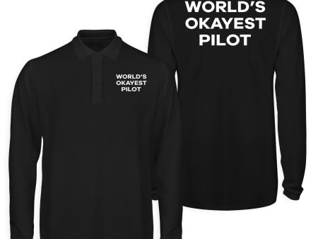 World s Okayest Pilot Designed Long Sleeve Polo T-Shirts (Double-Side) Online Sale