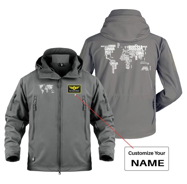 World Map (Text) Designed Military Jackets (Customizable) Discount