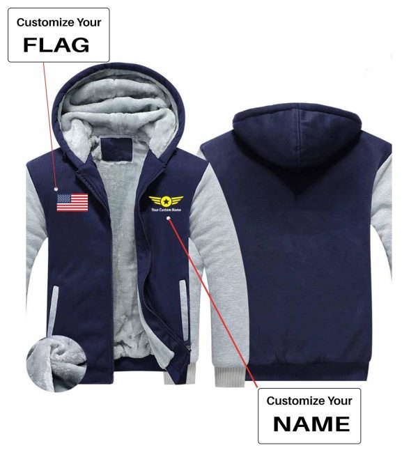 Your Custom Name & Flag (Badge 4) Designed Zipped Sweatshirts Cheap