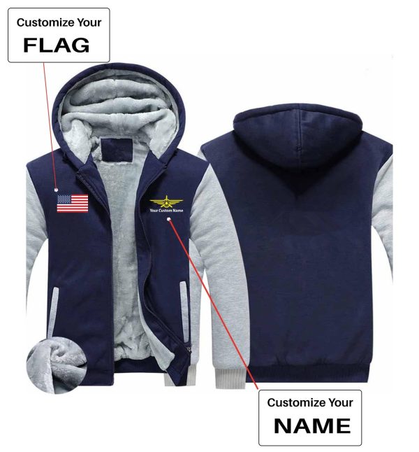 Your Custom Name & Flag (Badge 3) Designed Zipped Sweatshirts Cheap