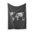 World Map (Text) Designed Bed Blankets & Covers Online