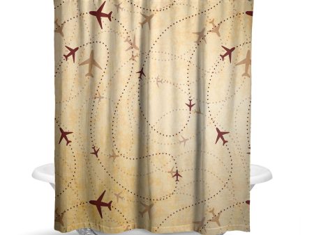 Vintage Travelling with Aircraft Designed Shower Curtains For Discount