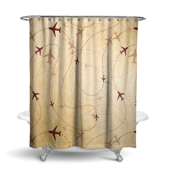 Vintage Travelling with Aircraft Designed Shower Curtains For Discount