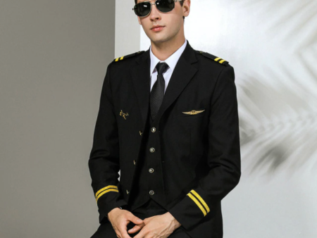 2 LINES  Student & Airline Pilot Suit Jackets & Coat with Shoulder Epaulettes Hot on Sale