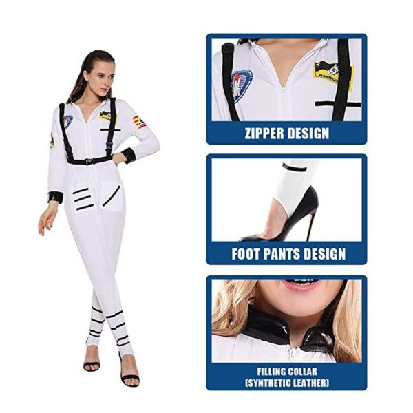 WHITE Space NASA & Astranout Jumpsuit for WOMEN (Halloween) For Sale