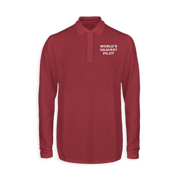 World s Okayest Pilot Designed Long Sleeve Polo T-Shirts Fashion