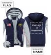 Your Custom Name & Flag + Logo Printed Zipped Sweatshirts Hot on Sale