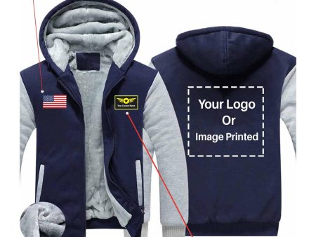 Your Custom Name & Flag + Logo Printed Zipped Sweatshirts Hot on Sale